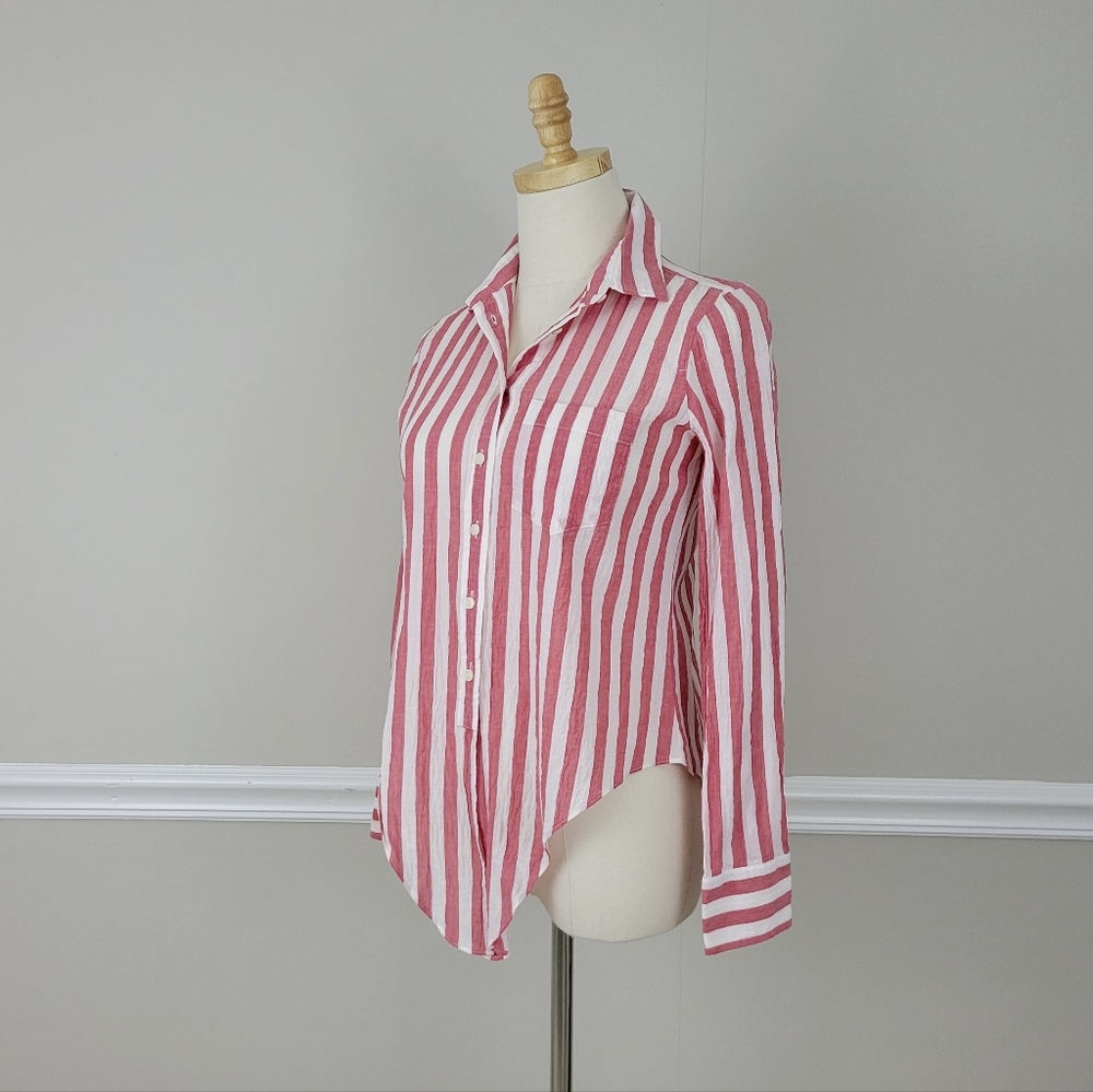 J.Crew Fit Flare Button Down Stripes Shirt Top